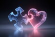 © Crystal - Interlocking Crystal Puzzle Pieces: Heart and Square Connection