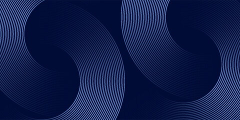 Wall Mural - Abstract glowing circle lines on dark blue background. Geometric stripe line art design. Modern shiny blue lines. Futuristic technology concept. eps10