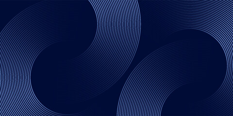 Wall Mural - Abstract glowing circle lines on dark blue background. Geometric stripe line art design. Modern shiny blue lines. Futuristic technology concept. eps10
