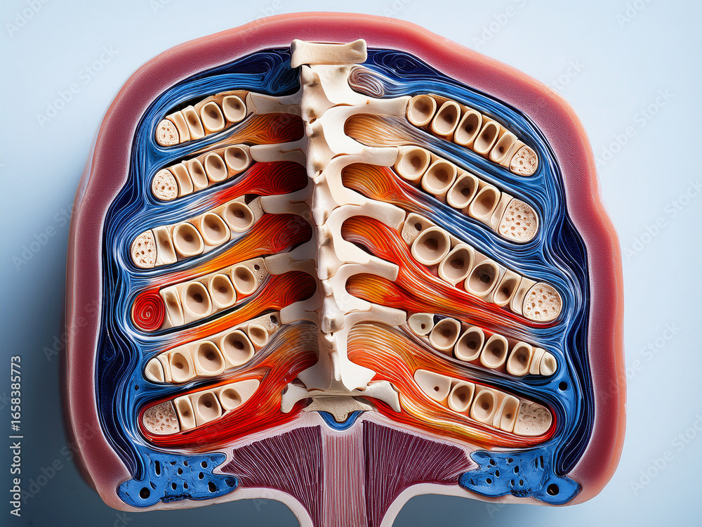 Anatomical image of vertebra showing spinal cord cavity and bone ...