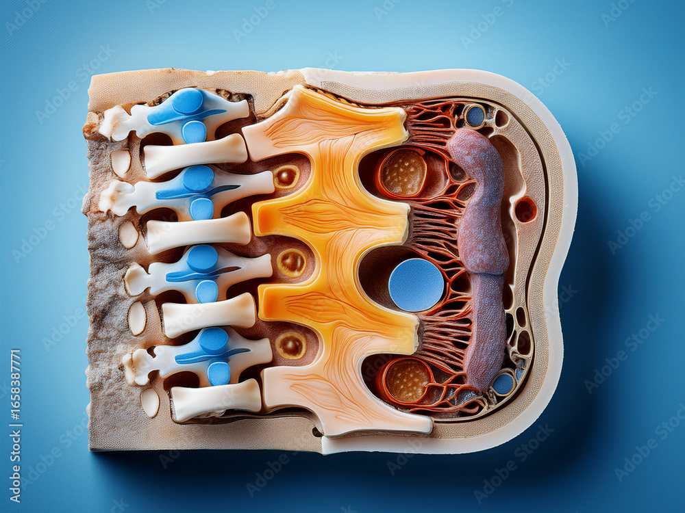 Spine cross-section used for teaching spinal cord anatomy and vertebral ...