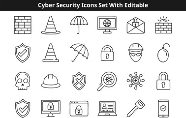 Cyber Security icons set vector design with editable