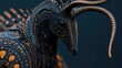 © jhon - Intricate, dark-hued creature with orange dots and long, curved horns