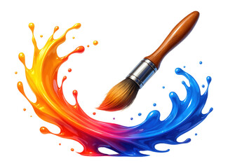 Wall Mural - gradient colorful liquid splash with paintbrush on abstract background.