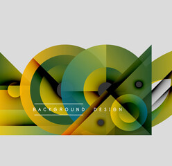 Wall Mural - abstract geometric shapes overlap. yellow, green, orange hues dominate design. modern background wit
