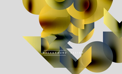 Wall Mural - abstract geometric shapes overlap, creating dynamic golden, navy gradients. minimalist design suitab
