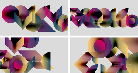Wall Mural - abstract colorful backgrounds. geometric shapes overlap, creating vibrant designs. modern style, sui