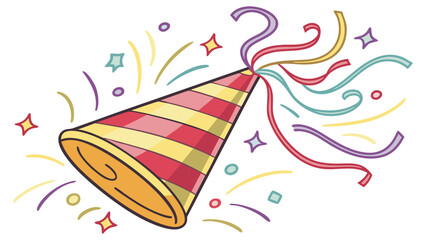 Festive party hat exploding with colorful streamers confetti and stars celebrating a special occasion