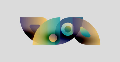Wall Mural - abstract colorful shapes overlap, creating dynamic visual composition. soft gradients suggest moveme
