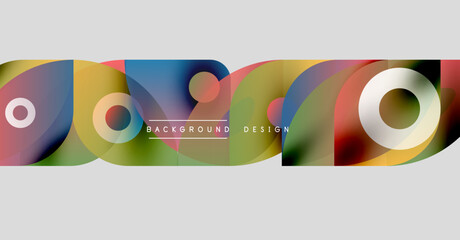 Wall Mural - abstract colorful shapes overlap, creating dynamic background. text reads background design centered