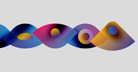 Wall Mural - abstract colorful shapes overlap, creating flowing wave pattern. gradient hues blend, forming dynami