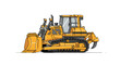 © Segati - Illustration of a yellow bulldozer with black treads and a large front blade on a white background view on transparent background