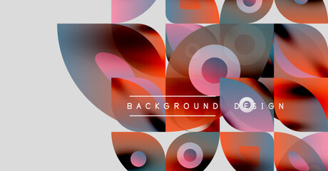 Wall Mural - abstract geometric shapes overlap, creating vibrant colorful background. design features circles, sq