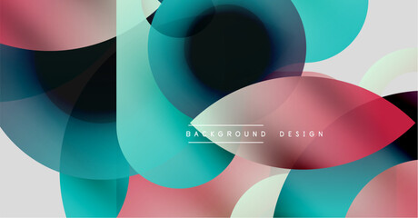 Wall Mural - abstract fluid shapes overlap, creating vibrant color gradients. modern design elements suggest dyna