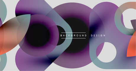 Wall Mural - abstract fluid shapes overlap, creating vibrant purple, orange hues. modern design element for backg