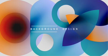 Wall Mural - abstract fluid shapes overlap, creating vibrant color gradients. modern design features text backgro