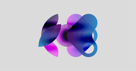 Wall Mural - abstract shapes overlap, creating vibrant purple, blue hues. soft gradients suggest fluidity, depth.