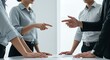 © Azwardi - Business team in discussion, pointing fingers across a table.