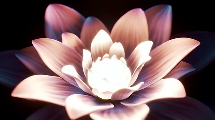 Close Up of a Lotus Flower with Delicate Petals and Soft Light on Black Background