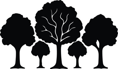 Vector Trees silhouette with foliage garden landscape silhouette Illustrator