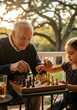 © AKAdesign - American chess day A loving grandfather teaches his young granddaughter to play chess on a sunny porch, sharing a special bonding moment.