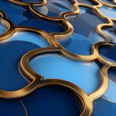 Wall Mural - blue and gold design with a lot of detail.