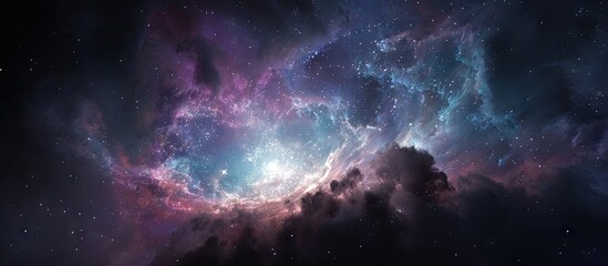 A vibrant nebula, cosmic dust and gas swirl in a breathtaking display of celestial colors