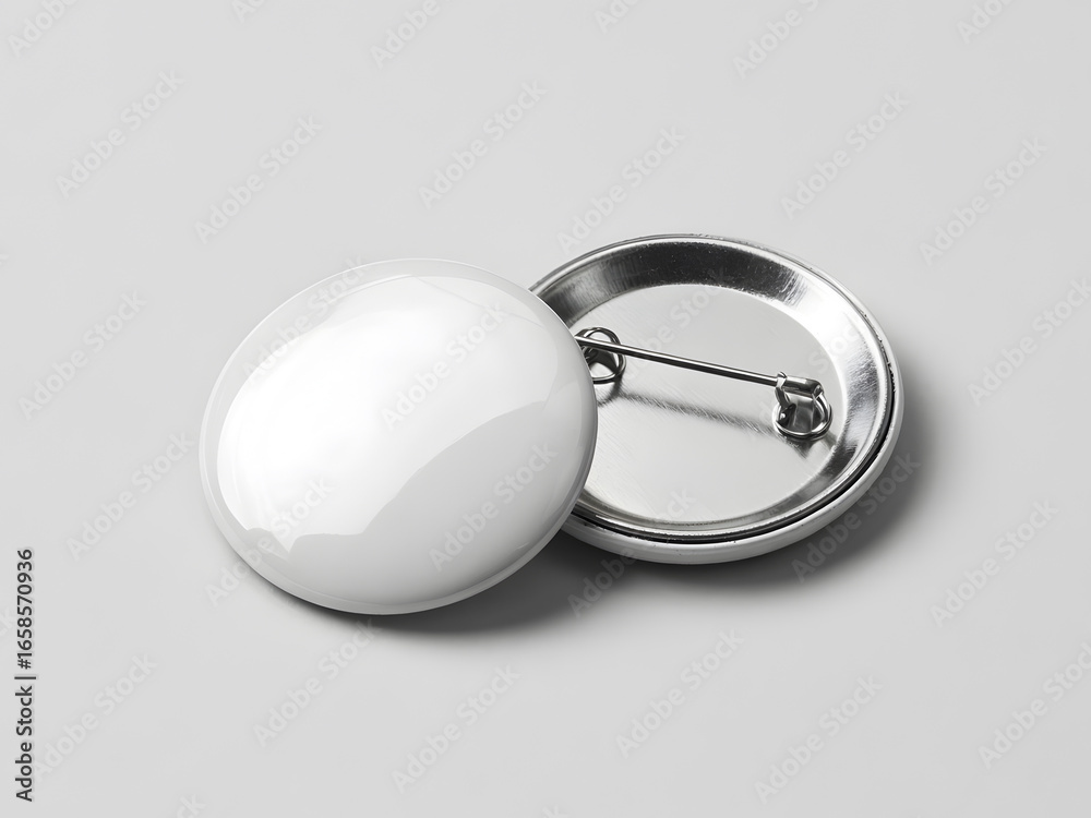 Blank round button badge mockup front and back isolated on clean ...