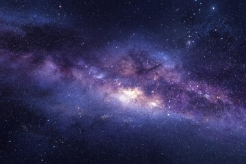Wall Mural - starry purple cosmic expanse with shining stars illuminating the depths of outer space and revealing