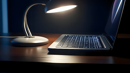 laptop computer with lamp