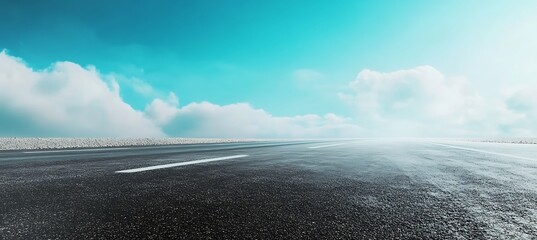 Beautiful asphalt road leading to the horizon with a cloudy sky scenic travel background image stock photo