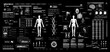 © SergeyBitos - Full medical examination in cyberpunk style with HUD, UI interface. Futuristic healthcare app, screen interface with a 3d hologram, mri, dna, 3d hologram brain, x-ray, body. Cyberpunk HUD, UI. Vector