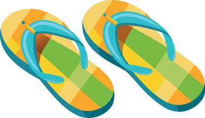 Illustration of a pair of flip flops with a checkered pattern