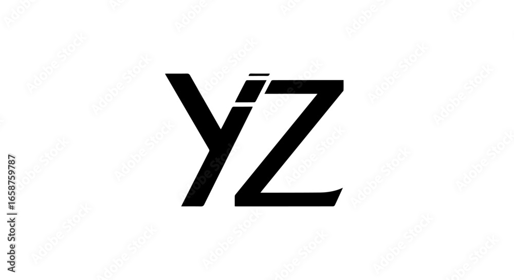 Creative YZ initial logo design A black slanted sansserif monogram with ...