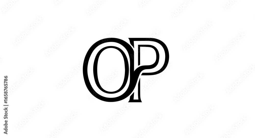 Monogram OP logo design with elegant intertwined black outline letters ...