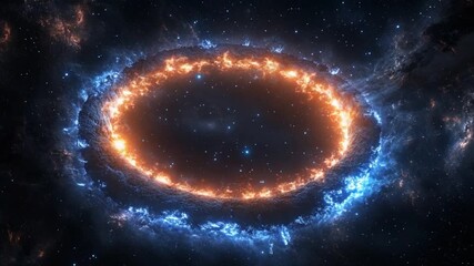 Wall Mural - Fiery ringed nebula in a dark space