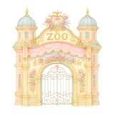 PNG Whimsical zoo entrance illustration