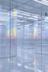 Wall Mural - Futuristic science concept with holographic light in modern lab environment
