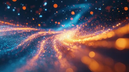 Wall Mural - abstract digital art of galaxy nebula with stars, blue and orange cosmic sparkles, bokeh light effec