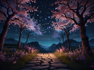 Wall Mural - night in the forest