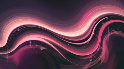 Wall Mural - abstract swirling pink and purple waves with glowing particles - digital art background