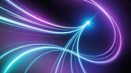 Wall Mural - abstract light trails cosmic convergence of neon blue and purple energy streams