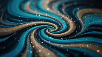 Wall Mural - abstract swirling teal and gold glitter texture - cosmic galaxy design