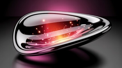 Wall Mural - abstract metallic capsule with glowing inner light futuristic technology concept