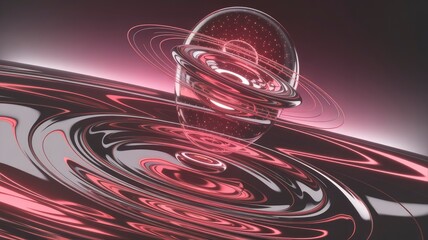 Wall Mural - abstract cosmic sphere reflecting in liquid galaxy