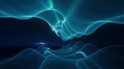 Wall Mural - abstract blue energy waves, futuristic digital landscape