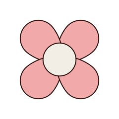 Wall Mural - groovy y2k flower in abstract pink style. this cute groovy element stands out as a stylish symbol an