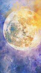 Wall Mural - a serene and ethereal night sky featuring a bright full moon, stars, and cosmic elements.