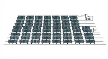 Conceptual Renewable Energy Landscape with Solar Panels and Power Lines Artwork Depiction