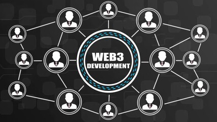 Network Diagram Showing Web3 Development and Connected User Icons blockchain connection